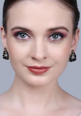 Black Triangle Kundan Earrings For Women