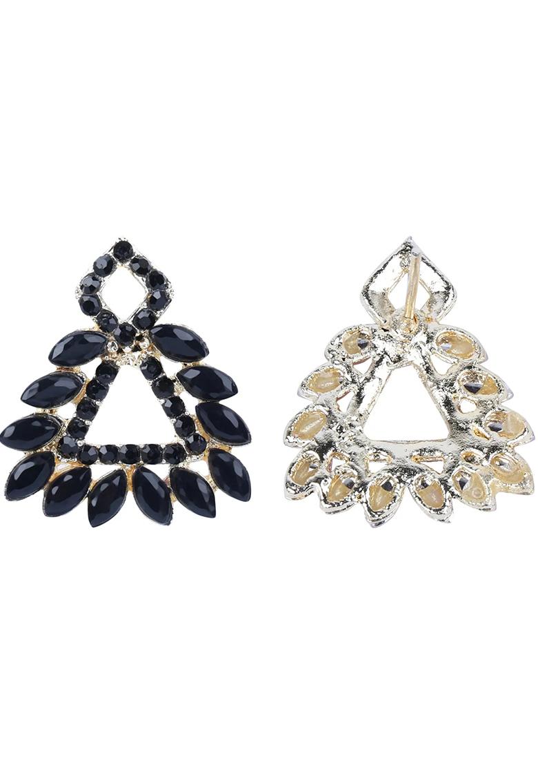Black Triangle Kundan Earrings For Women