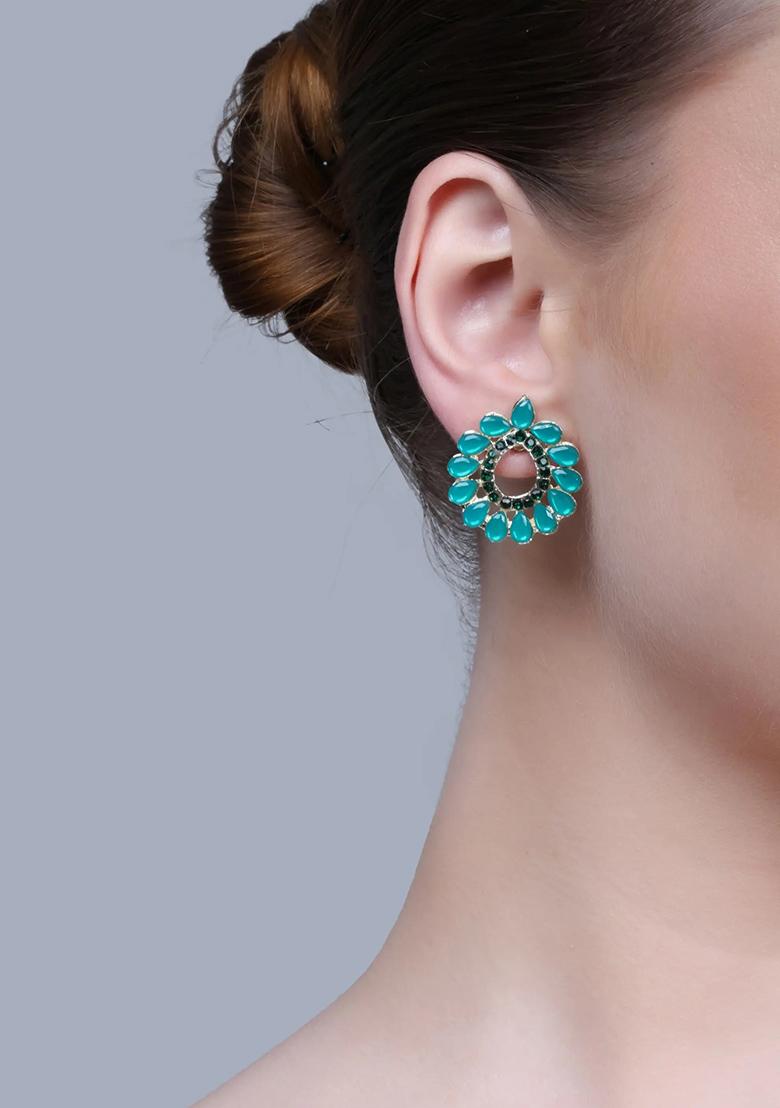 Green Center Multi Drop Earrings For Women