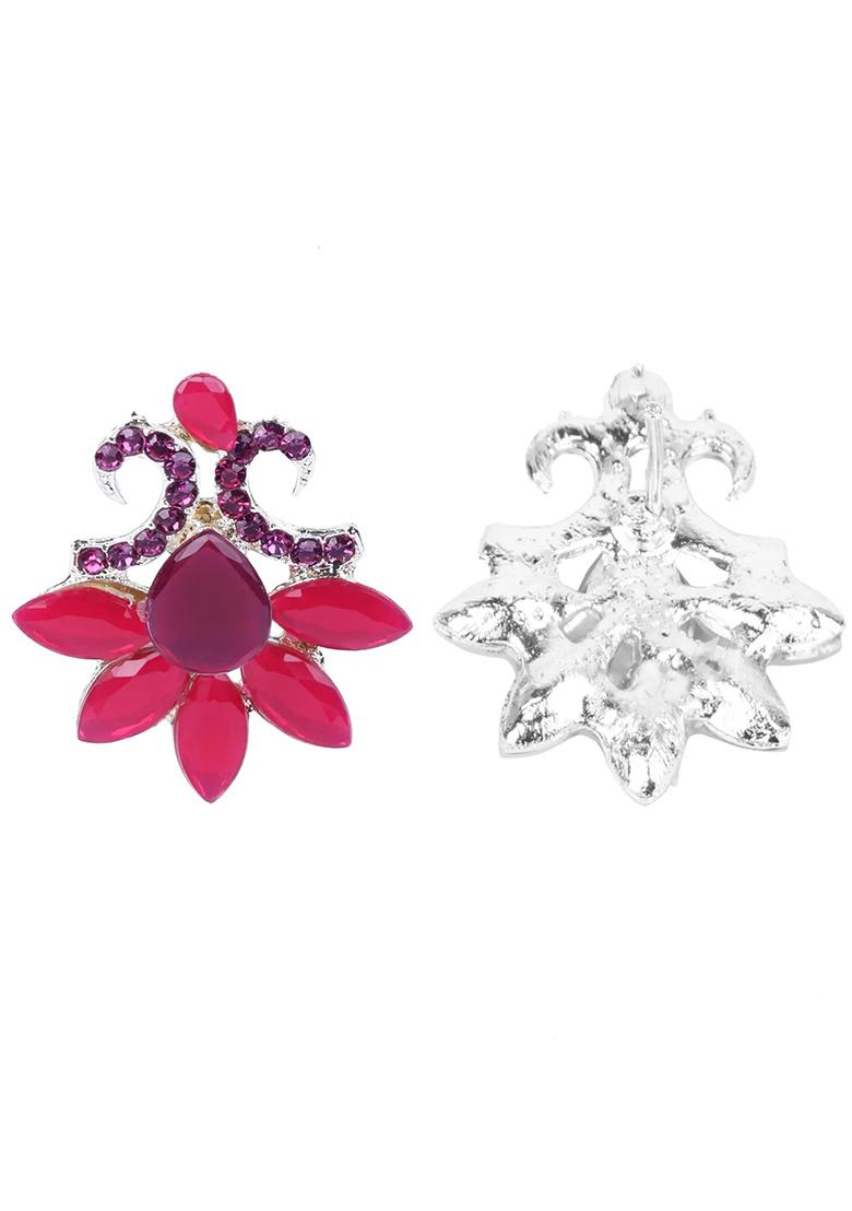 Red Double C Kundan Designer Earrings For Women