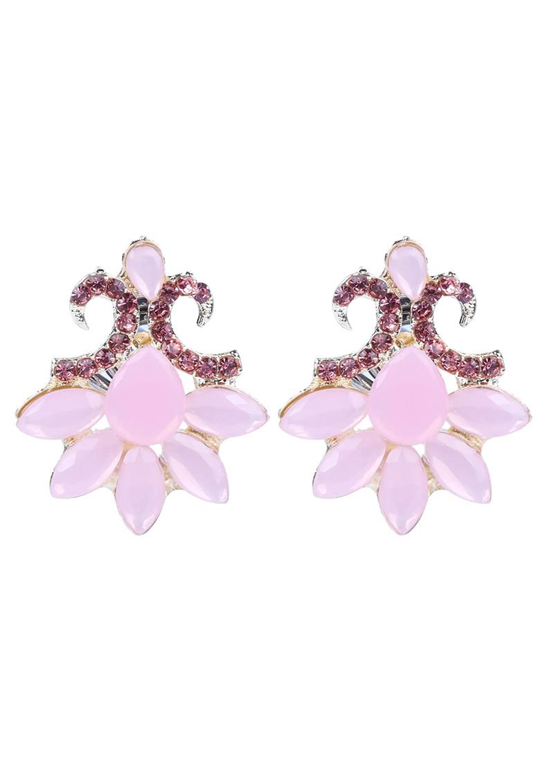 Pink Double C Kundan Earrings For Women