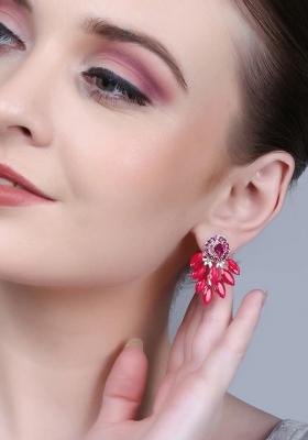 Red Small Multi Drop Kundan Earrings For Women