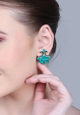 Green Double C Shaped Stud Earrings For Women