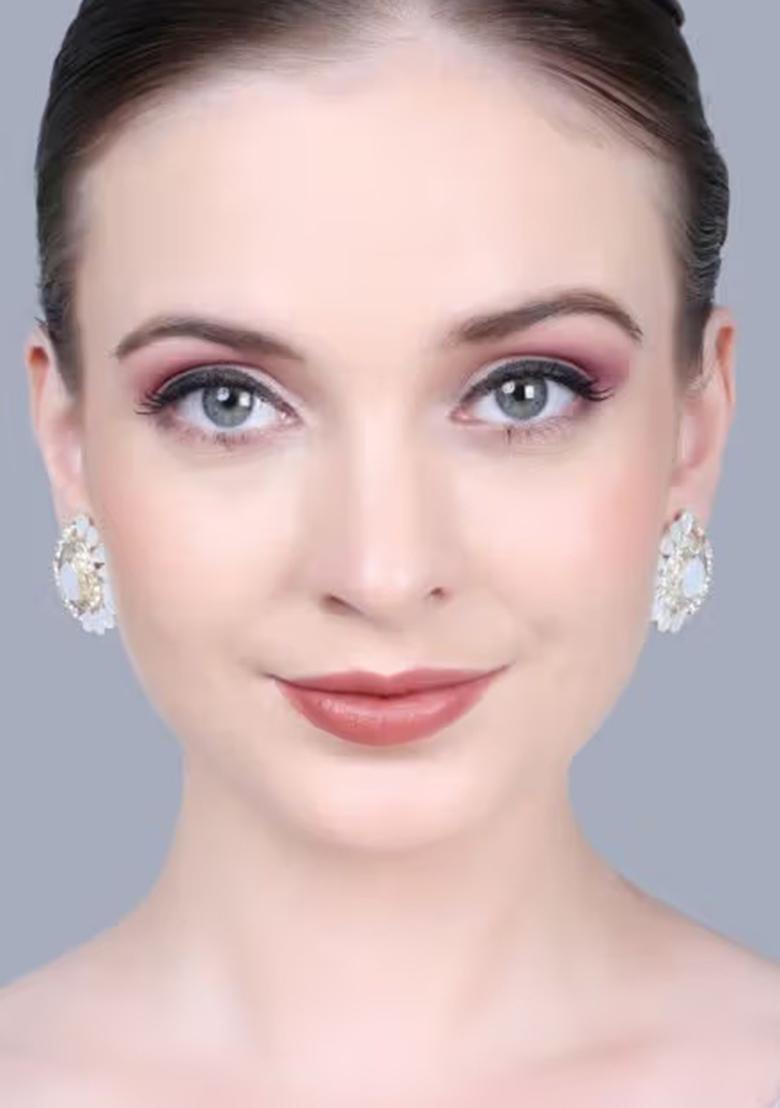 White Big And Small Drop Earrings For Women