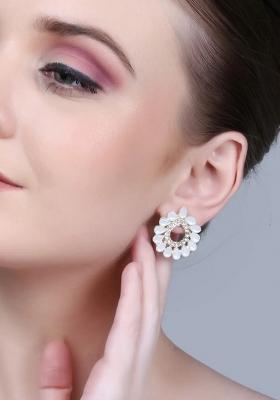 White Small Teardrop Earrings For Women