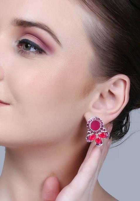 Red Triple Drop Danglers For Women