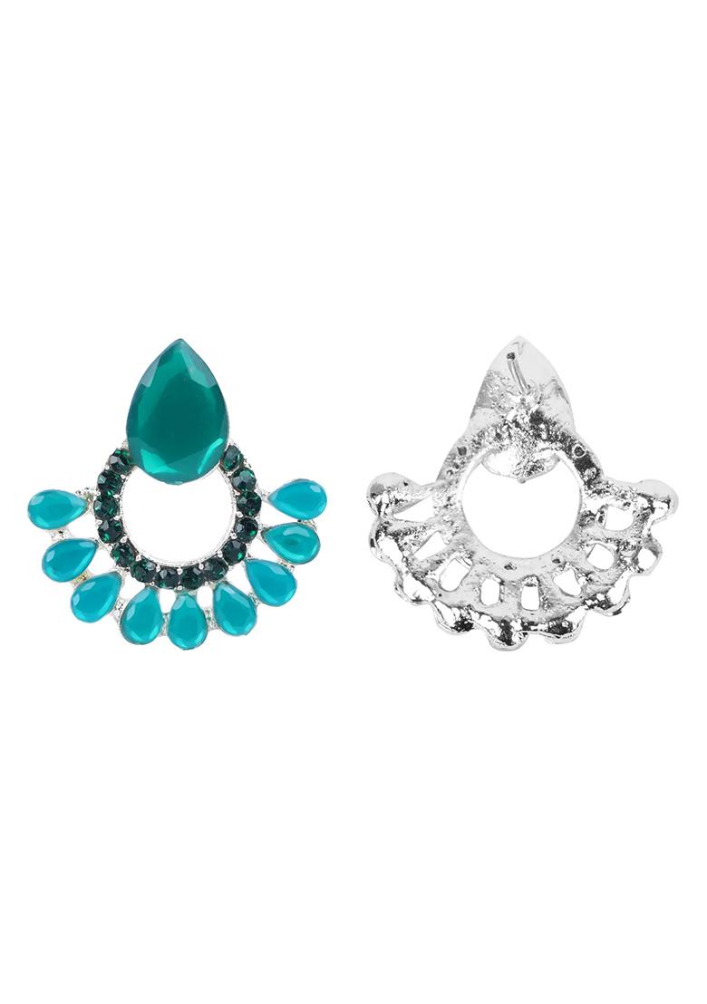 Green Drop Earrings With Big And Small Stones