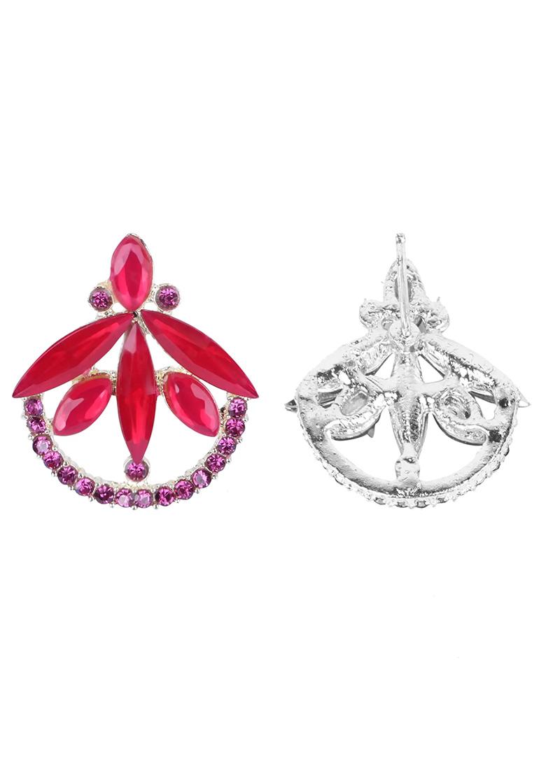 Red Arrow Shaped Kundan Stud Earrings For Women