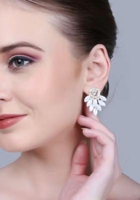 White Multi Drop Long Earrings For Women