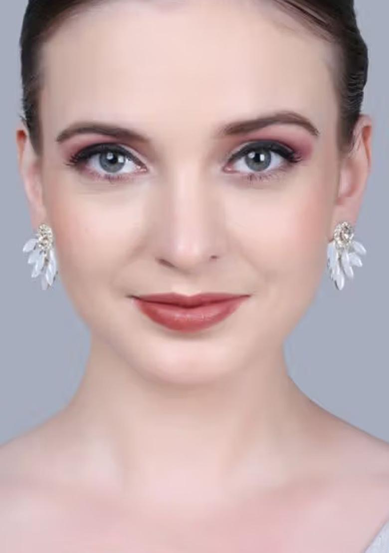 White Multi Drop Long Earrings For Women