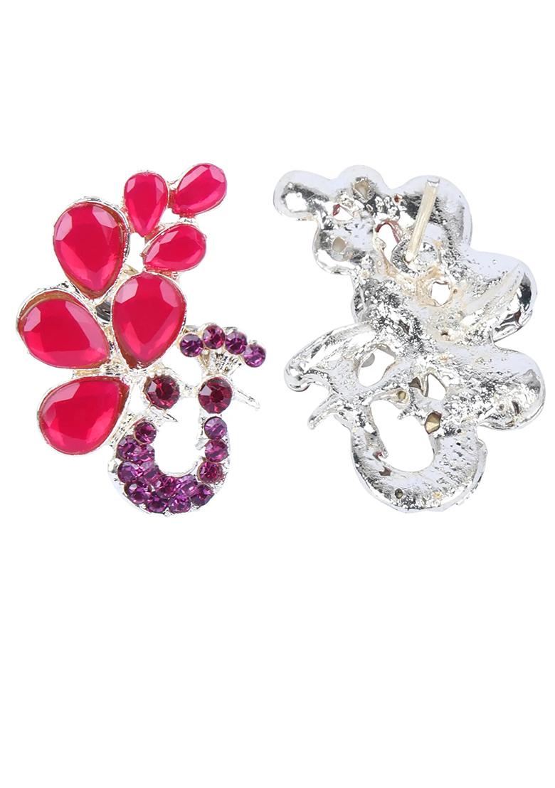 Red Peacock Ethnic Earrings For Women