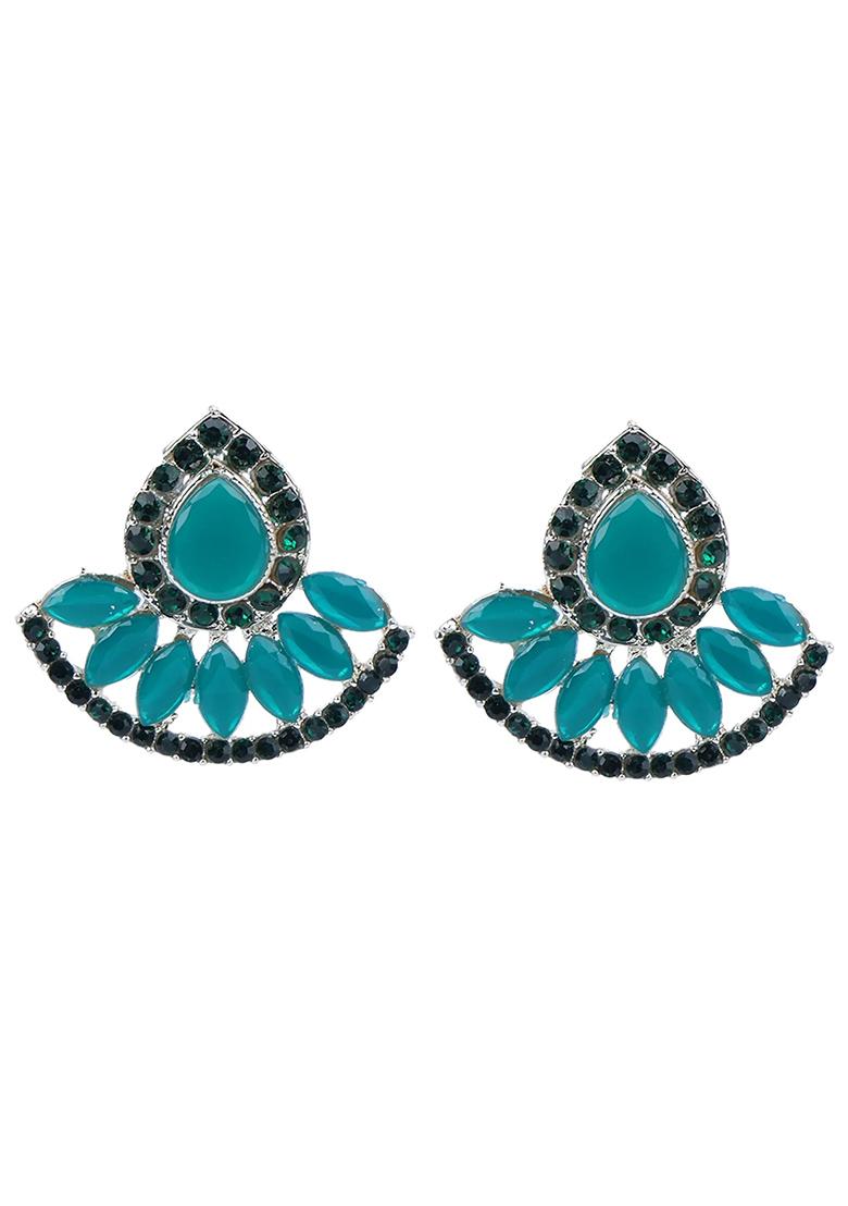 Green Big C Kundan Drop Earrings For Women