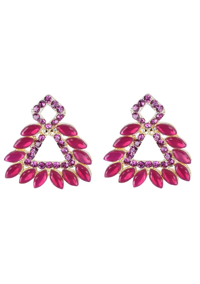 Pink Triangle Kundan Earrings For Women