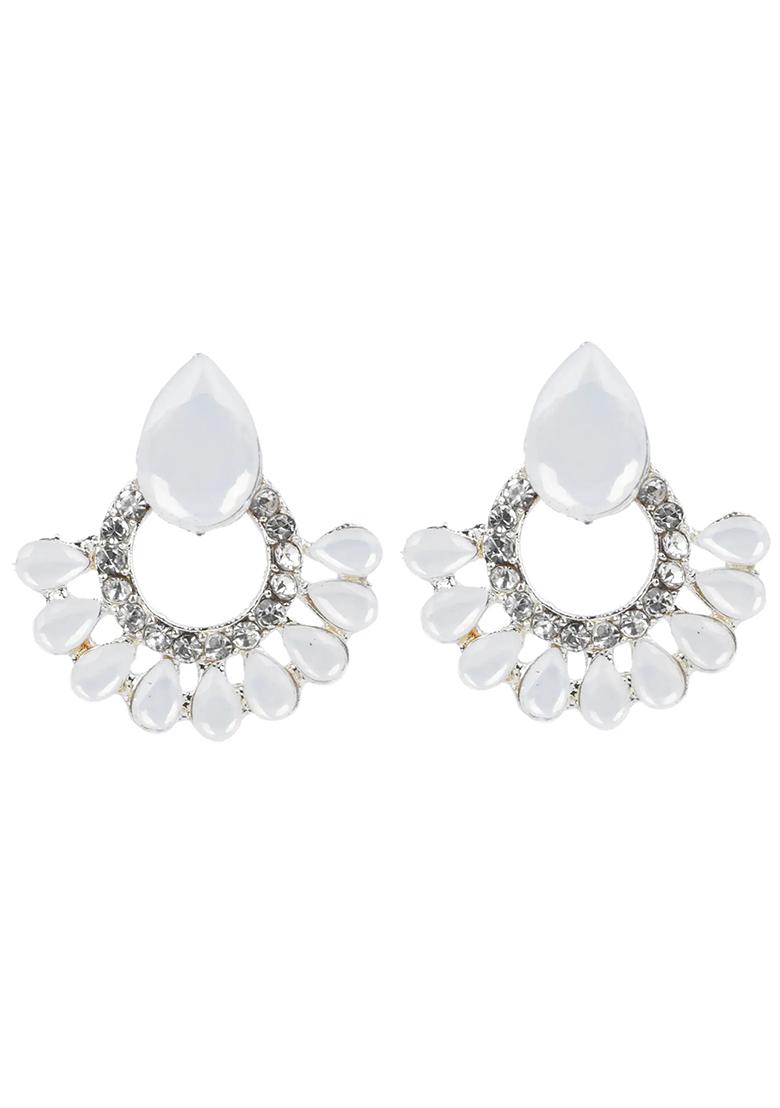White Big And Small Round Drop Earrings For Women