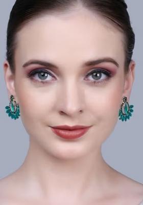 Blue Drop Earrings With Big And Small Accents