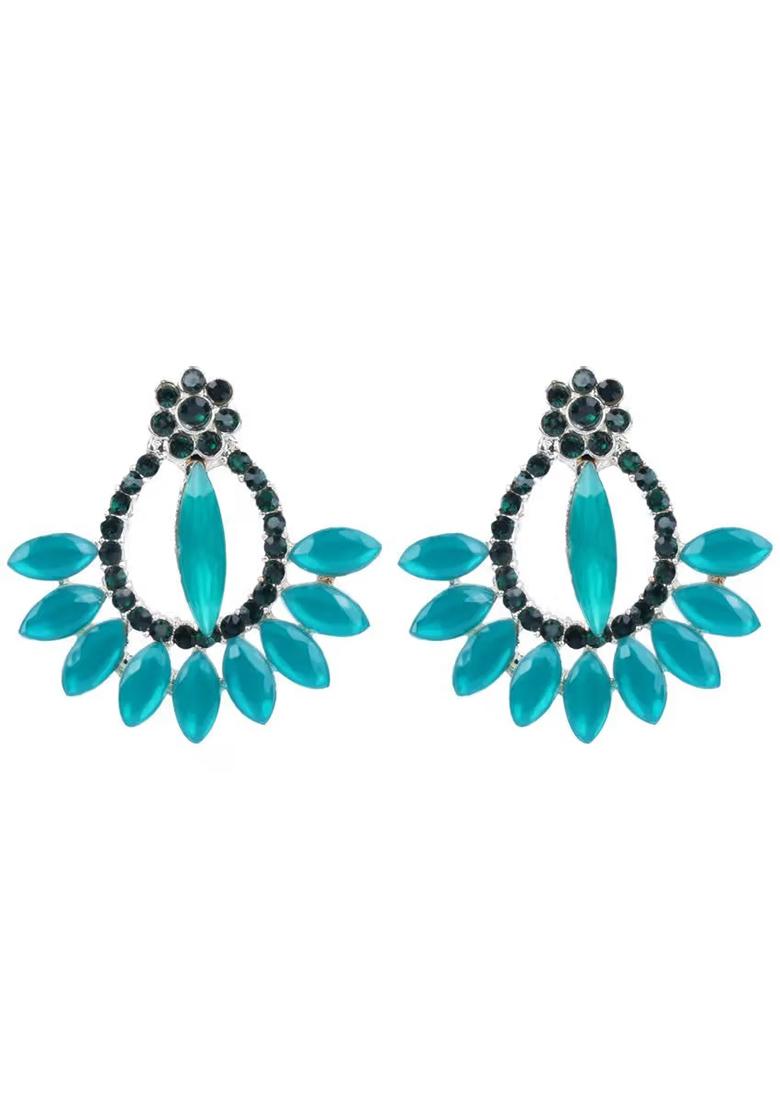 Blue Drop Earrings With Big And Small Accents