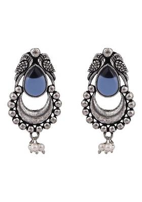 Blue Drop Oxidised Bird Earrings For Women