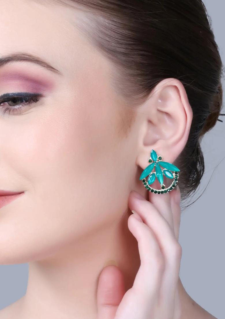 Blue Arrow Kundan Drop Earrings For Women