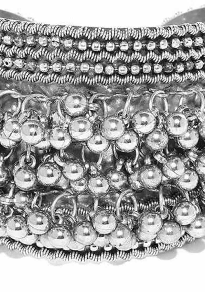 Oxidised Bali Earrings With Ghunghru Bracelet Combo