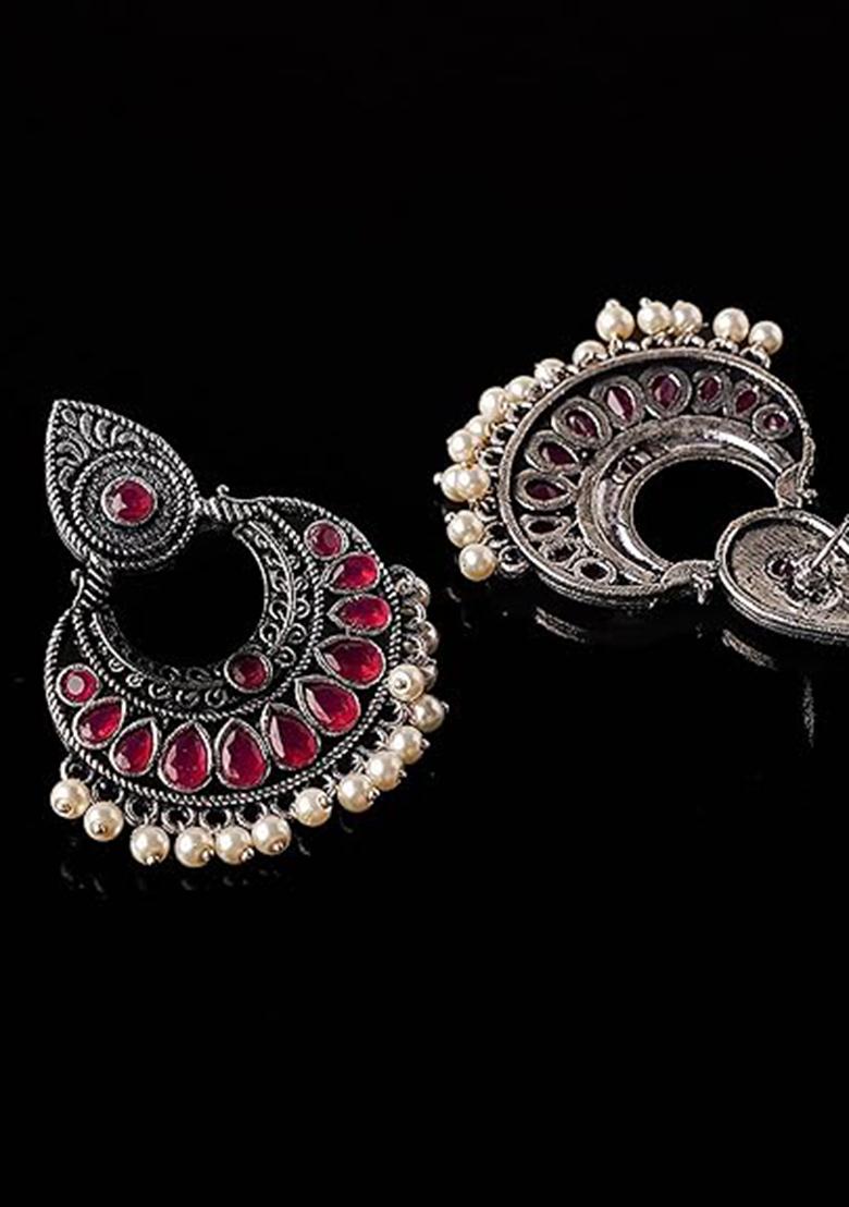 Pink Mogra Style Oxidised Earrings For Girls