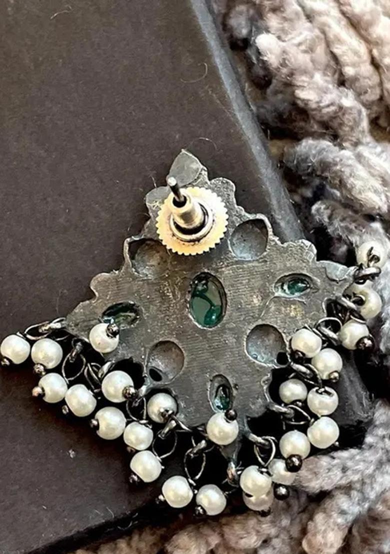 Green Star Design Oxidised Earrings For Girls