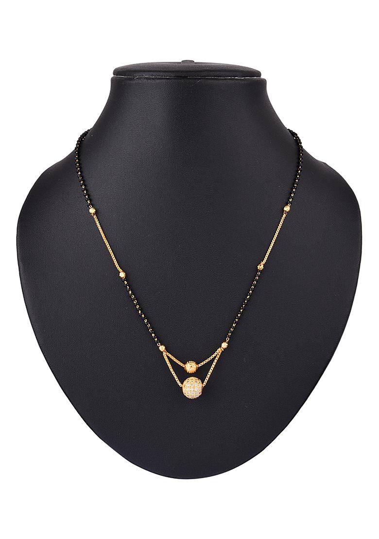 Gold Plated Cubic Zirconia Embedded Bead Mangalsutra