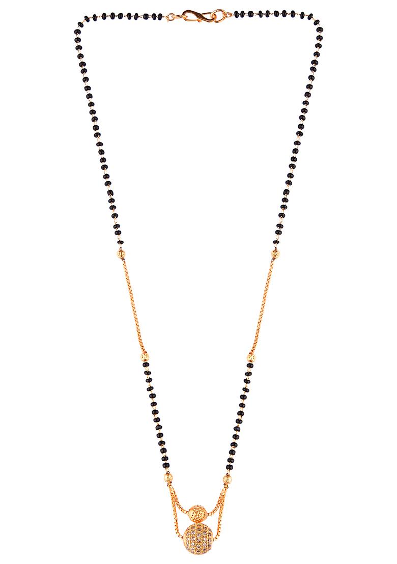 Gold Plated Cubic Zirconia Embedded Bead Mangalsutra