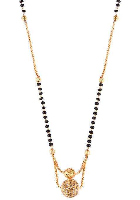 Gold Plated Cubic Zirconia Embedded Bead Mangalsutra