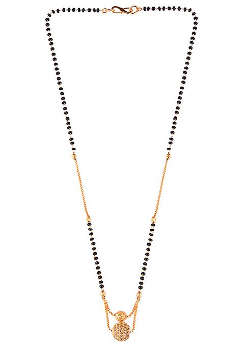Gold Plated Cubic Zirconia Embedded Bead Mangalsutra