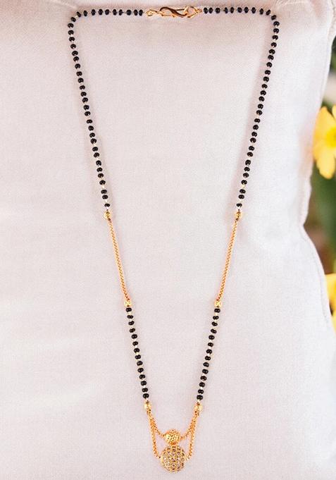 Gold Plated Cubic Zirconia Embedded Bead Mangalsutra