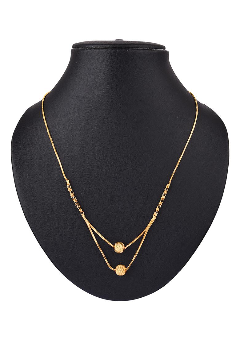 Gold Plated Double Layered Embedded Chain With Pendant Mangalsutra