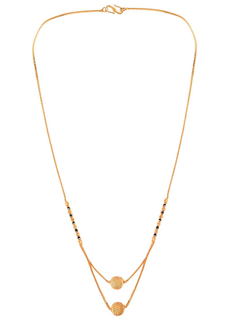 Gold Plated Double Layered Embedded Chain With Pendant Mangalsutra