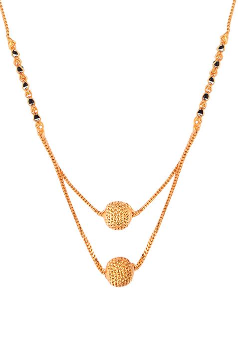 Gold Plated Double Layered Embedded Chain With Pendant Mangalsutra