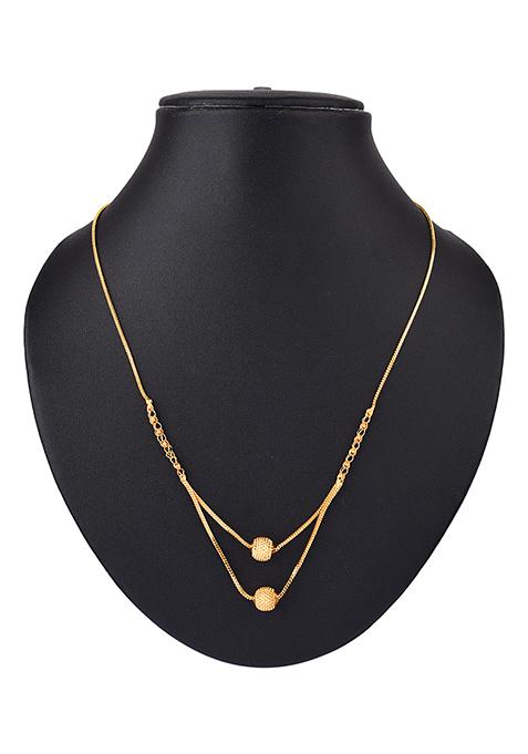 Gold Plated Double Layered Embedded Chain With Pendant Mangalsutra