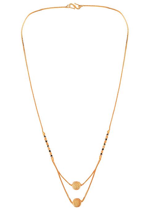 Gold Plated Double Layered Embedded Chain With Pendant Mangalsutra