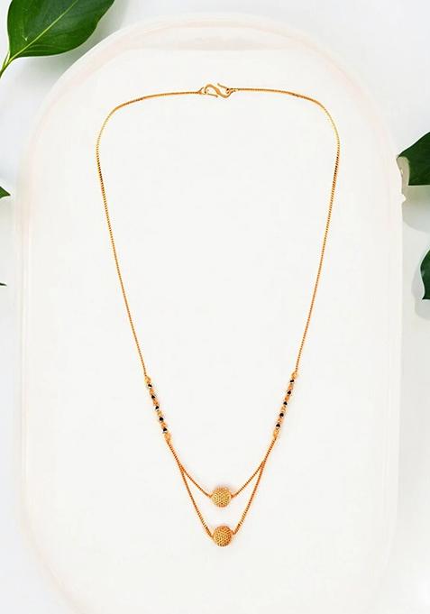 Gold Plated Double Layered Embedded Chain With Pendant Mangalsutra