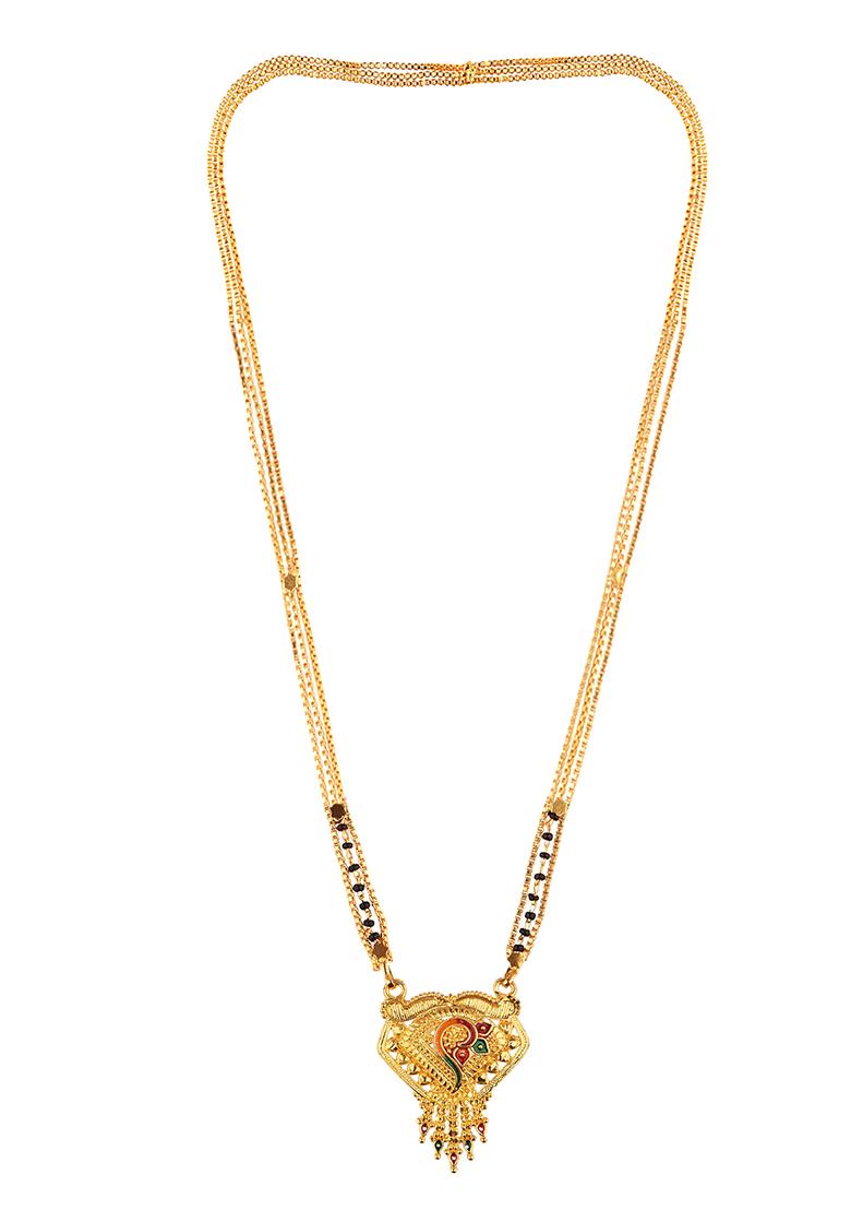 Gold Plated Meenakari Bead Long Mangalsutra