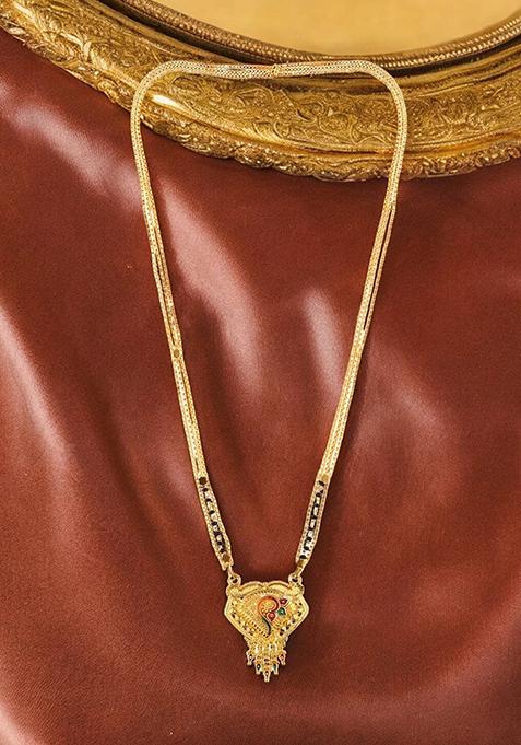 Gold Plated Meenakari Bead Long Mangalsutra