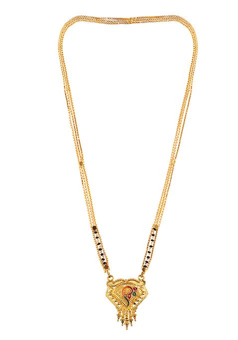 Gold Plated Meenakari Bead Long Mangalsutra