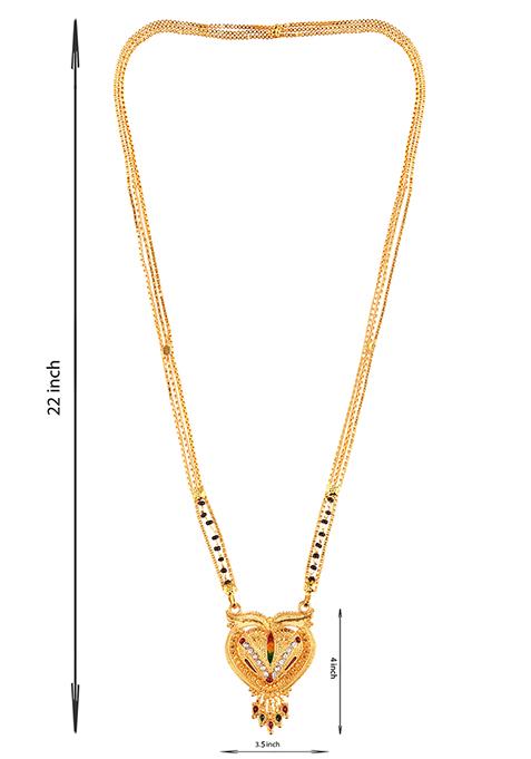 Gold Plated Meenakari Cubic Zirconia Bead Long Mangalsutra
