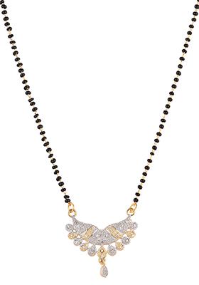 Gold Plated American Diamond Half Moon Mangalsutra