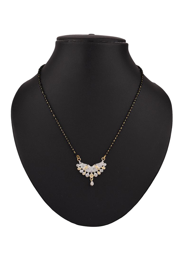 Gold Plated American Diamond Half Moon Mangalsutra