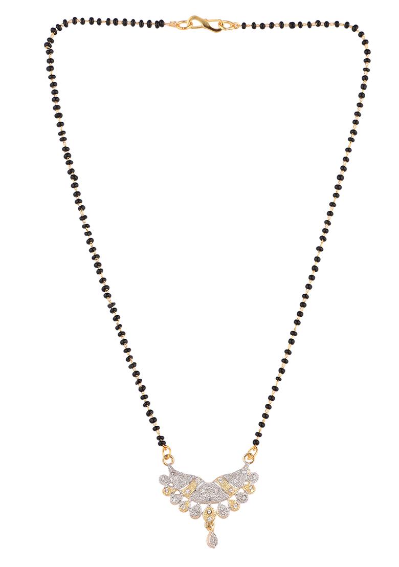Gold Plated American Diamond Half Moon Mangalsutra