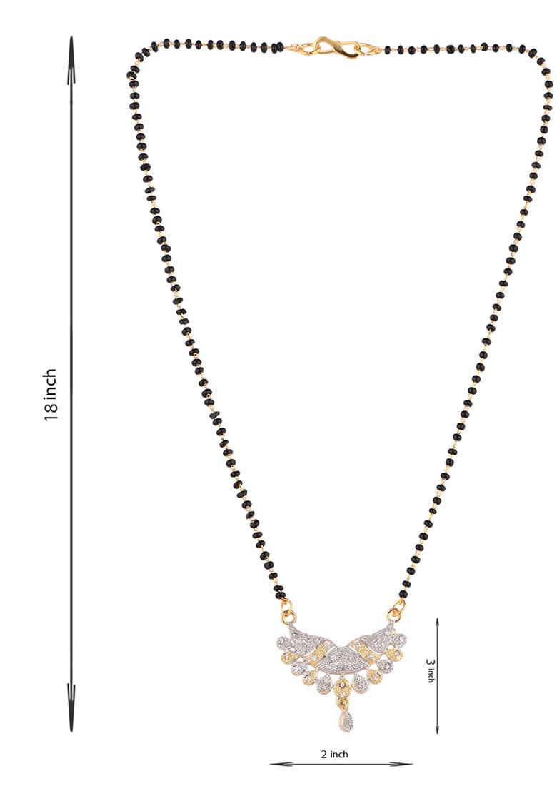 Gold Plated American Diamond Half Moon Mangalsutra