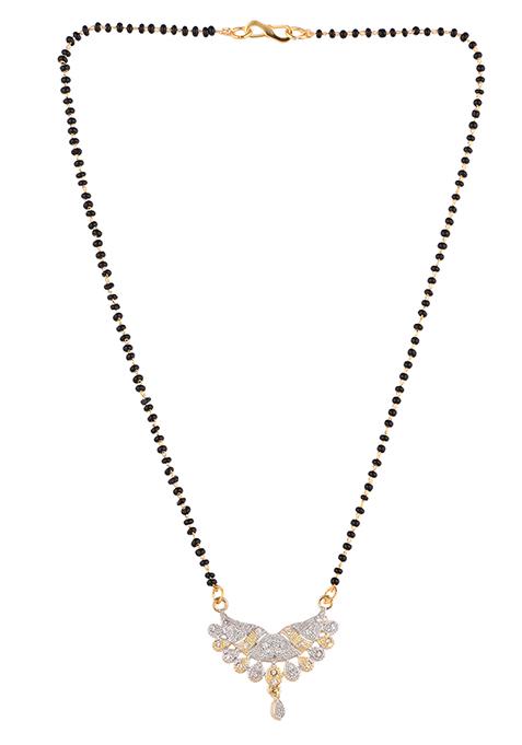 Gold Plated American Diamond Half Moon Mangalsutra