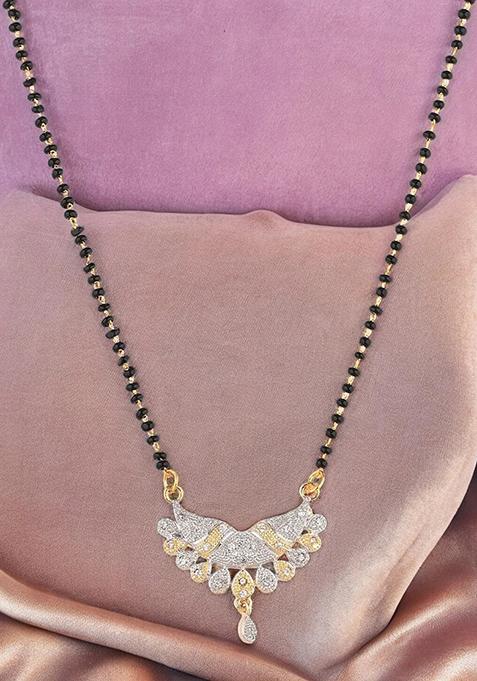 Gold Plated American Diamond Half Moon Mangalsutra