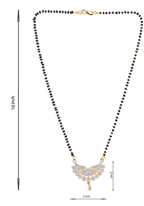 Gold Plated American Diamond Half Moon Mangalsutra