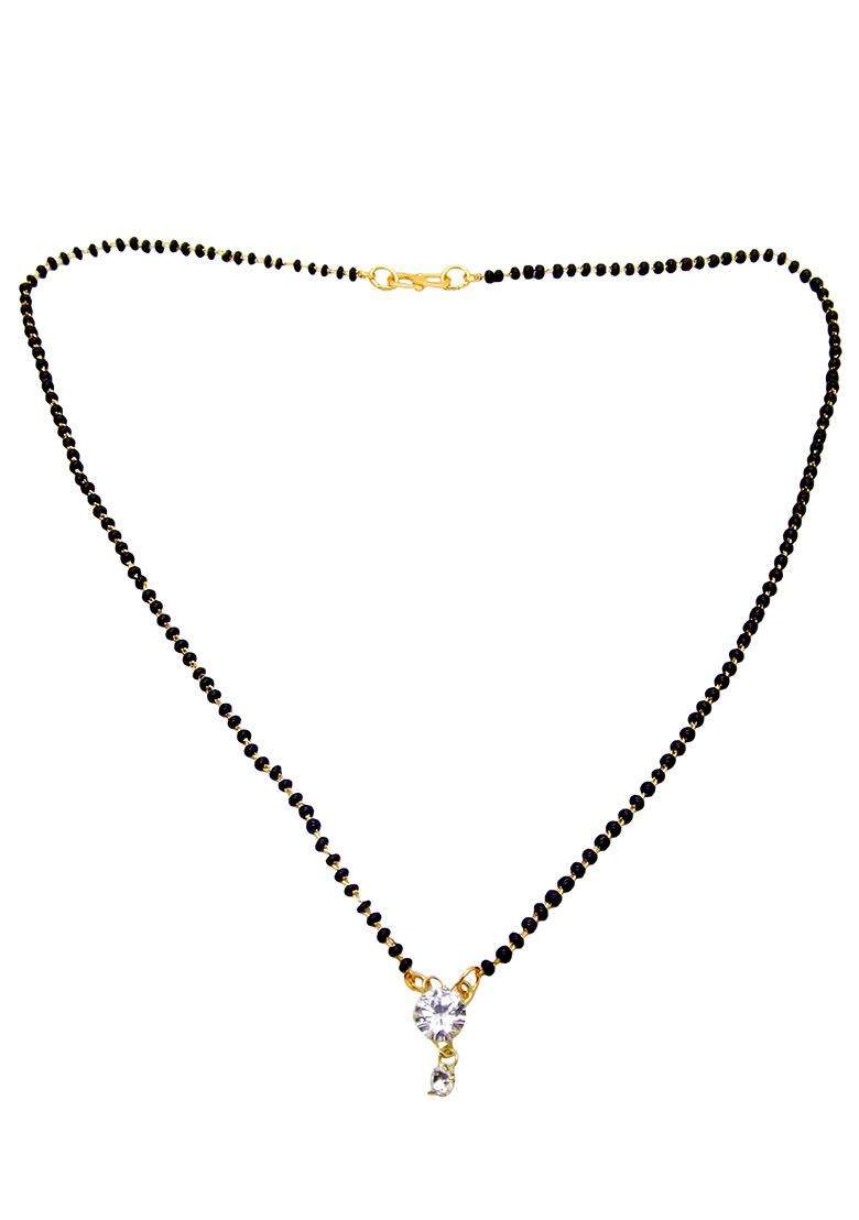 Gold Plated Solitaire Round American Diamond Mangalsutra