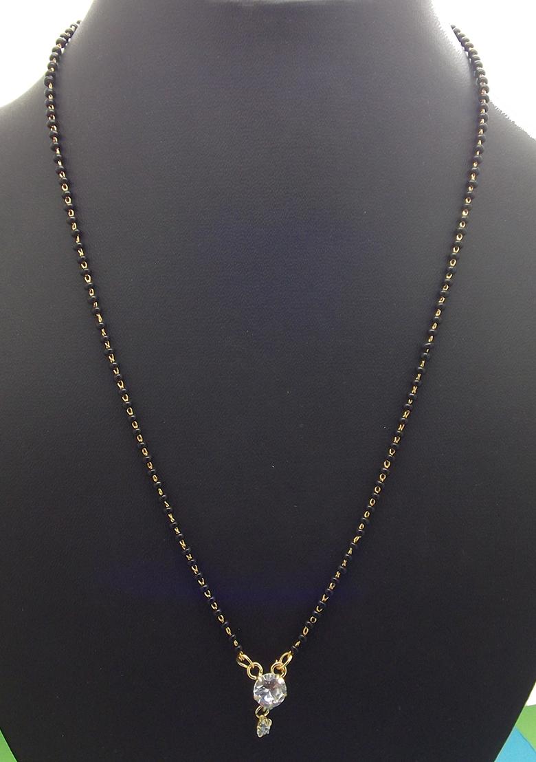 Gold Plated Solitaire Round American Diamond Mangalsutra