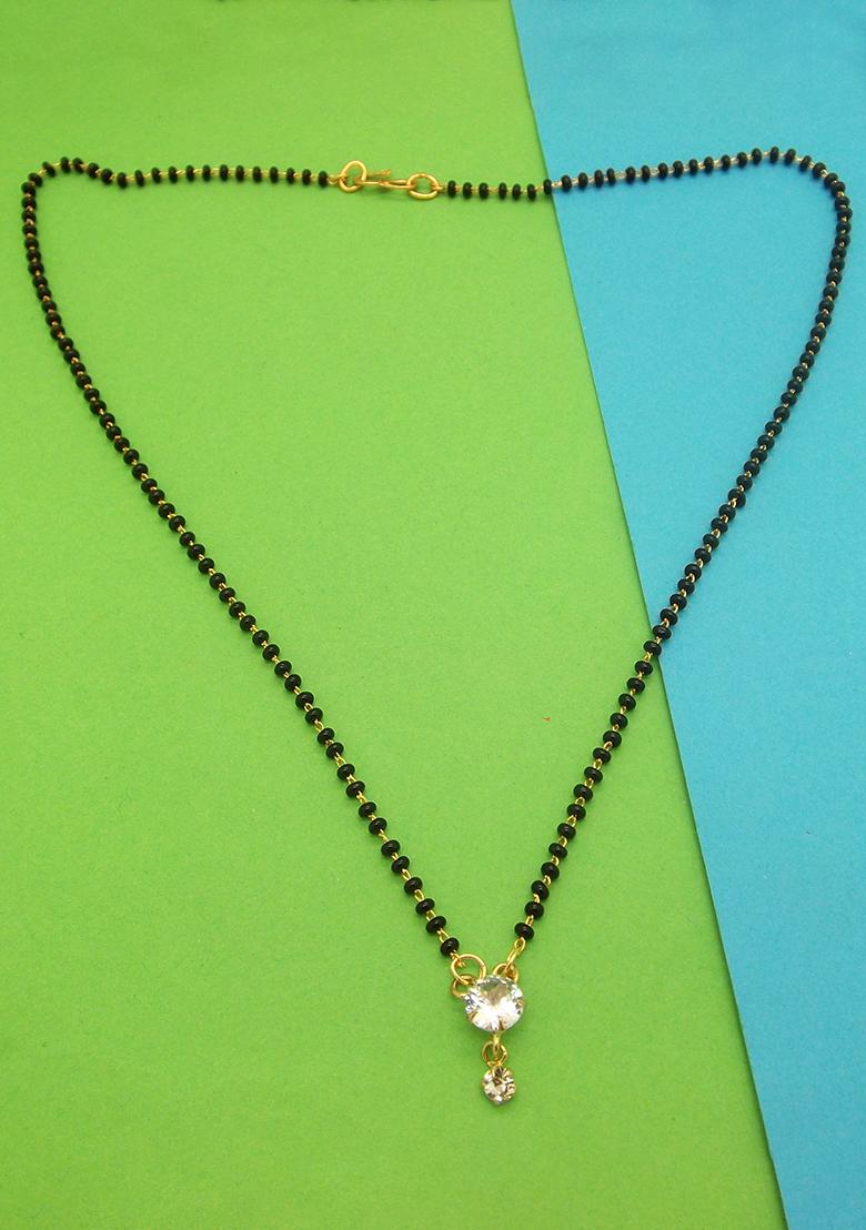 Gold Plated Solitaire Round American Diamond Mangalsutra